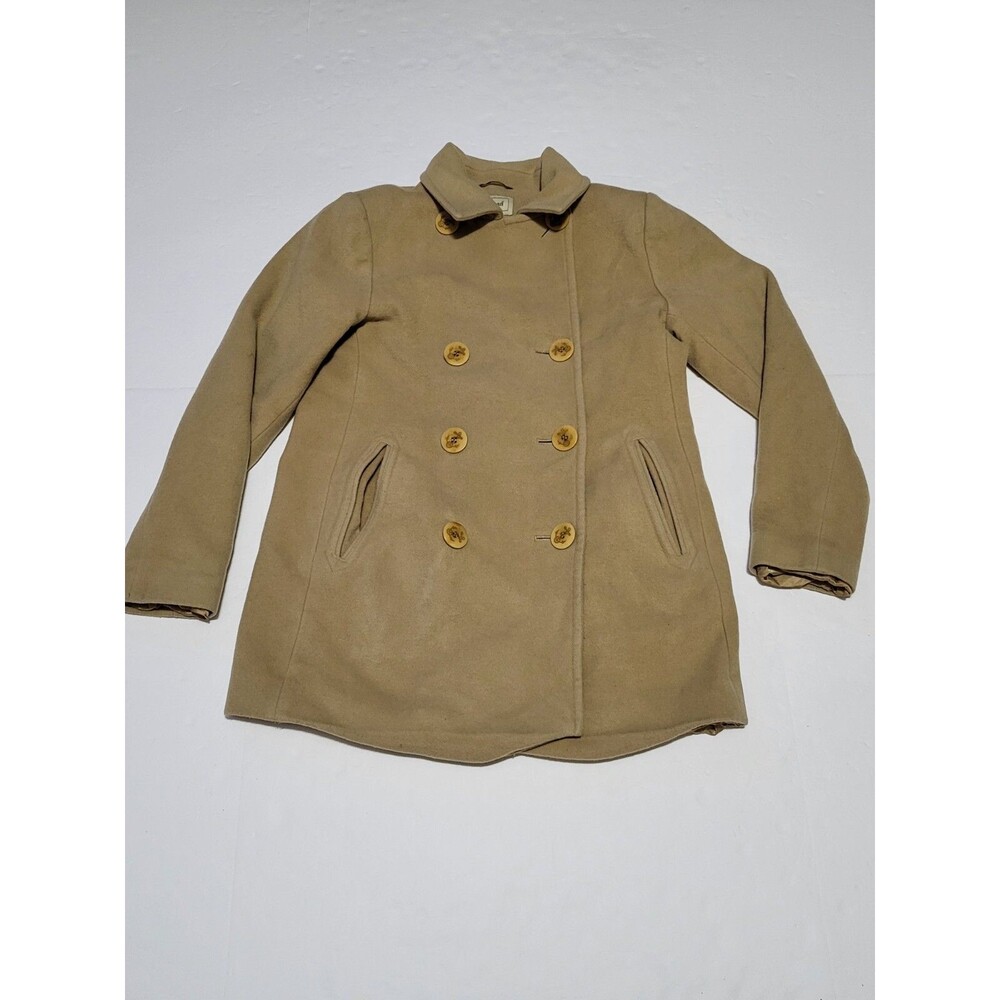 (#C) L.L. Bean Wool  Pea Coat Brown Size women's  REG 4